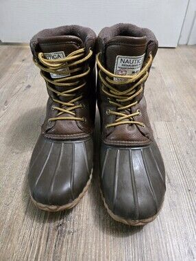 Nautica Brown Waterproof Duck Boots with Gold Laces